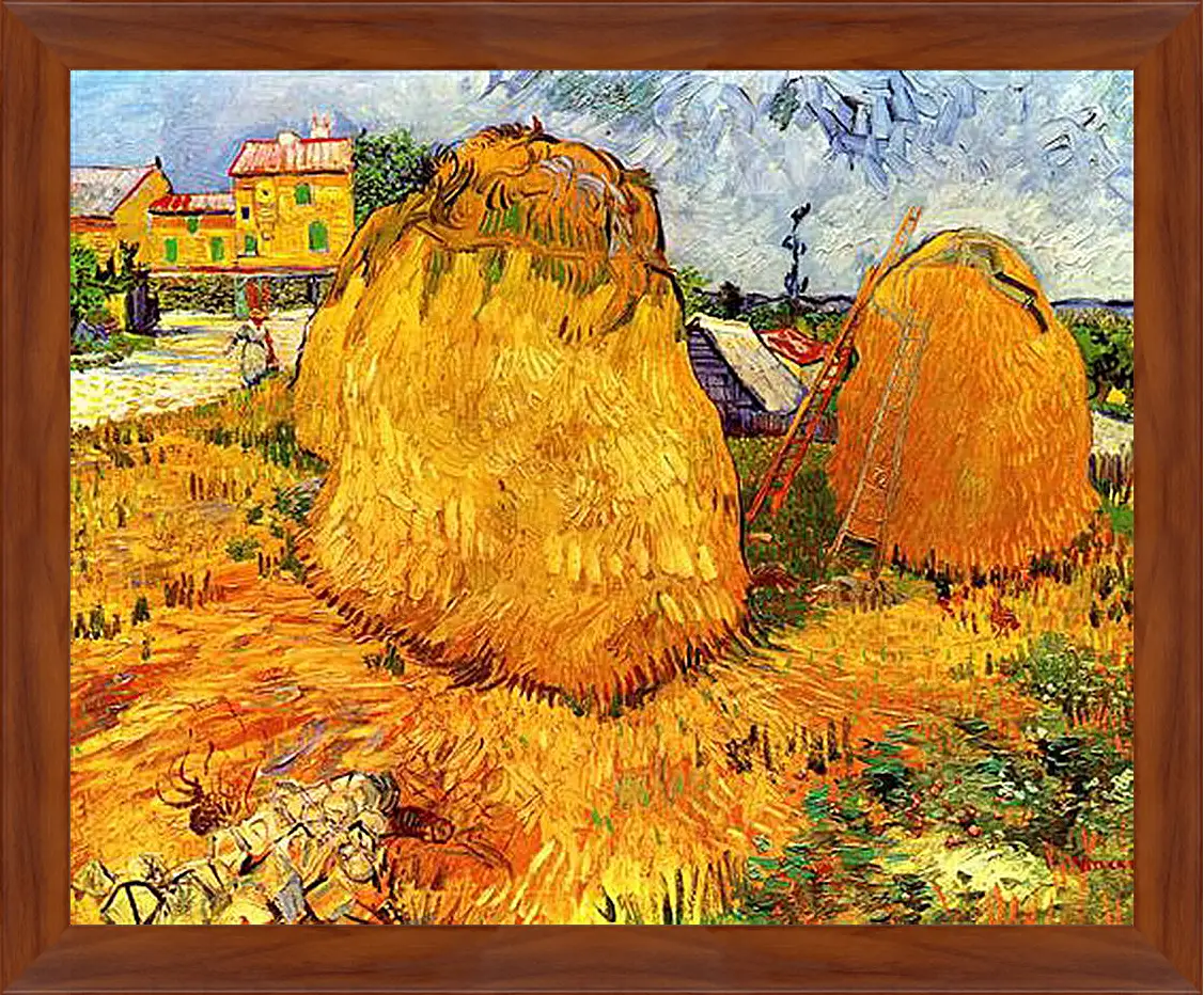 Картина в раме - Haystacks in Provence. Винсент Ван Гог