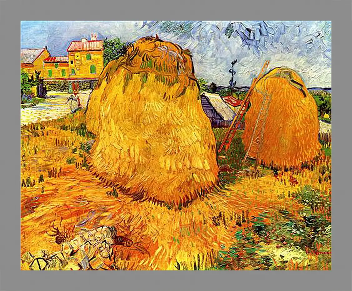 Картина в раме - Haystacks in Provence. Винсент Ван Гог