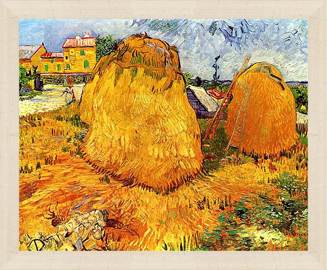 Картина в раме - Haystacks in Provence. Винсент Ван Гог