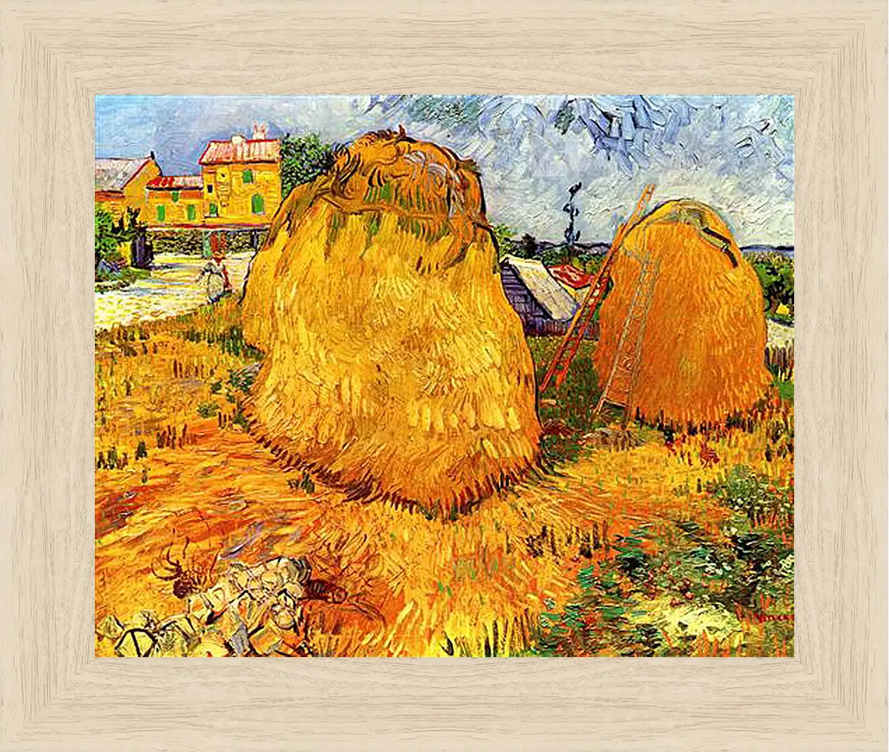 Картина в раме - Haystacks in Provence. Винсент Ван Гог