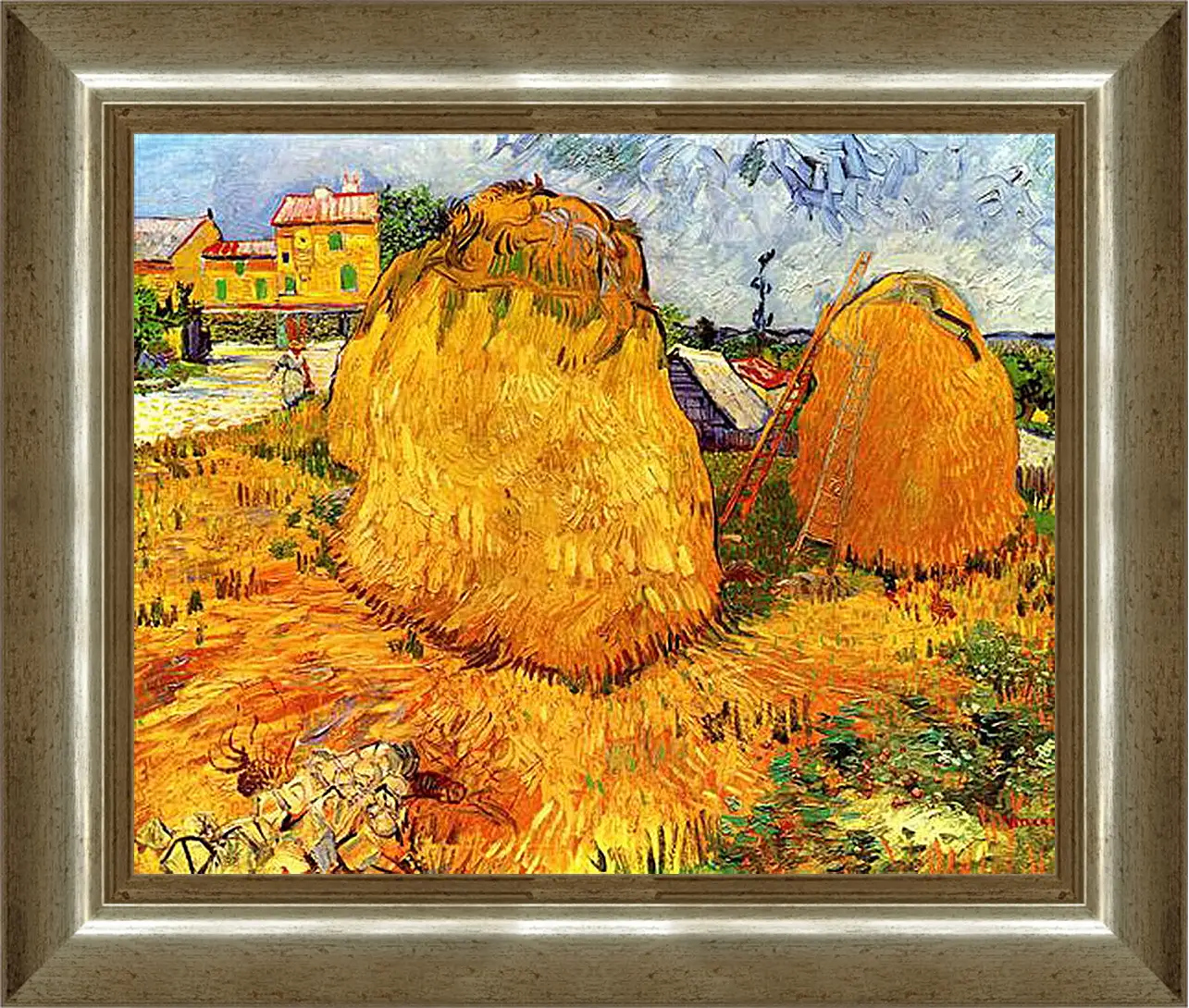 Картина в раме - Haystacks in Provence. Винсент Ван Гог