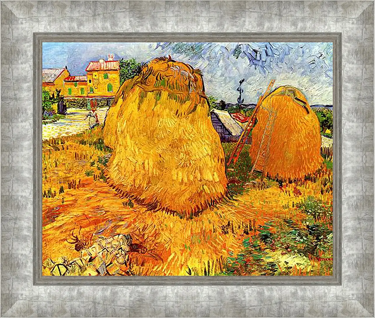 Картина в раме - Haystacks in Provence. Винсент Ван Гог