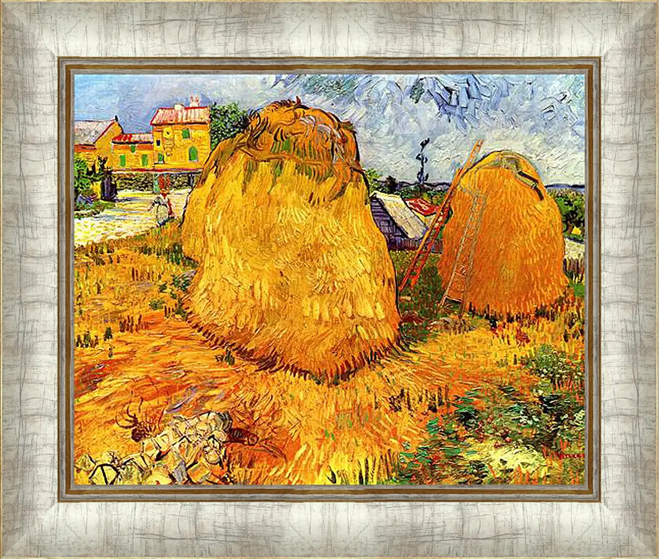 Картина в раме - Haystacks in Provence. Винсент Ван Гог