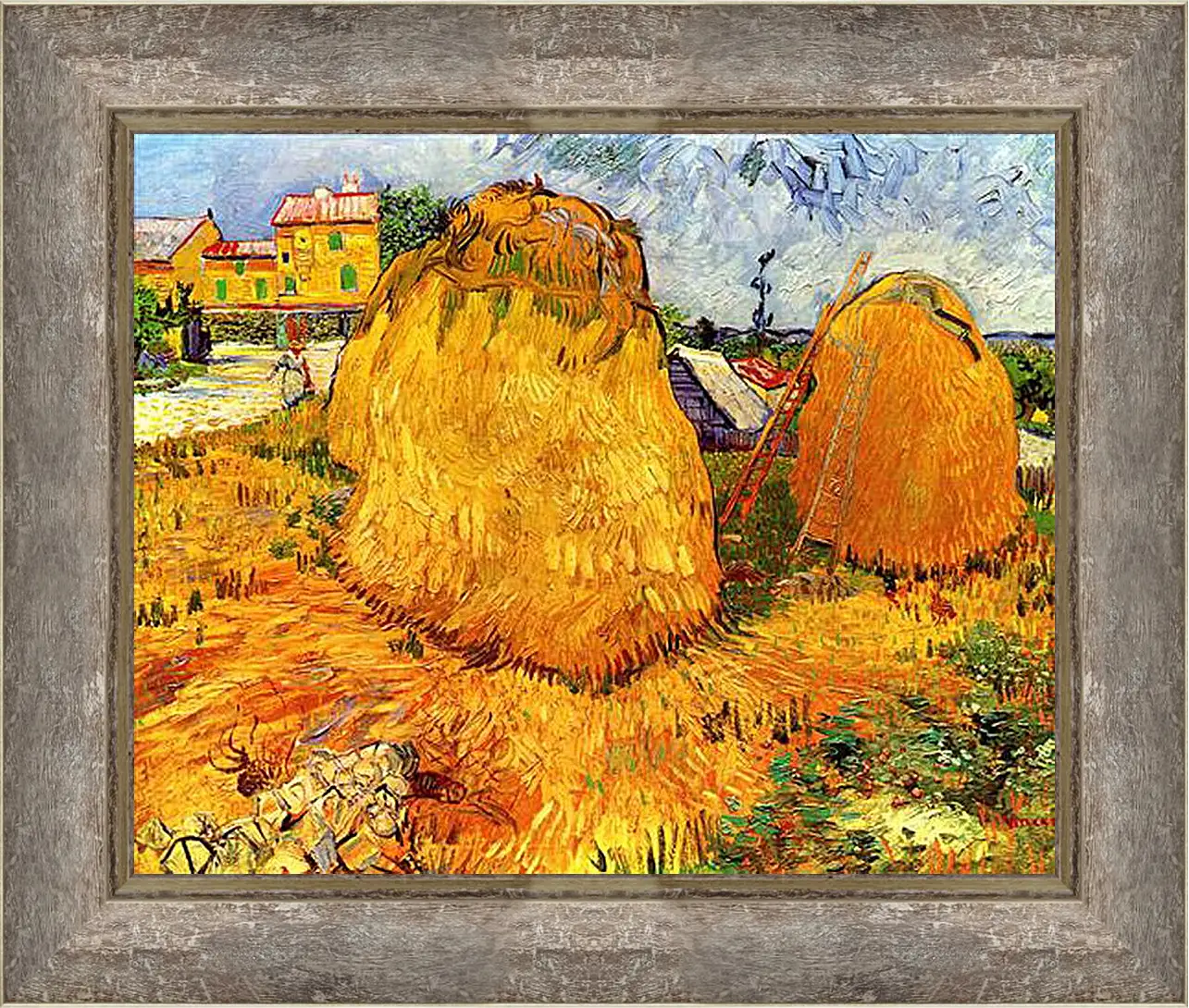 Картина в раме - Haystacks in Provence. Винсент Ван Гог