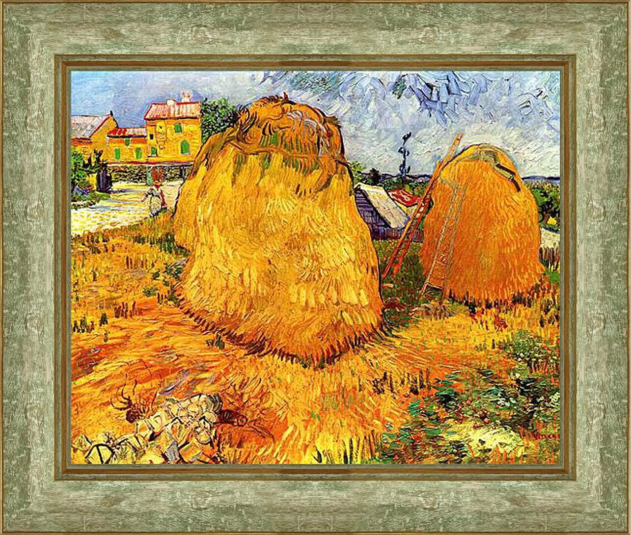Картина в раме - Haystacks in Provence. Винсент Ван Гог