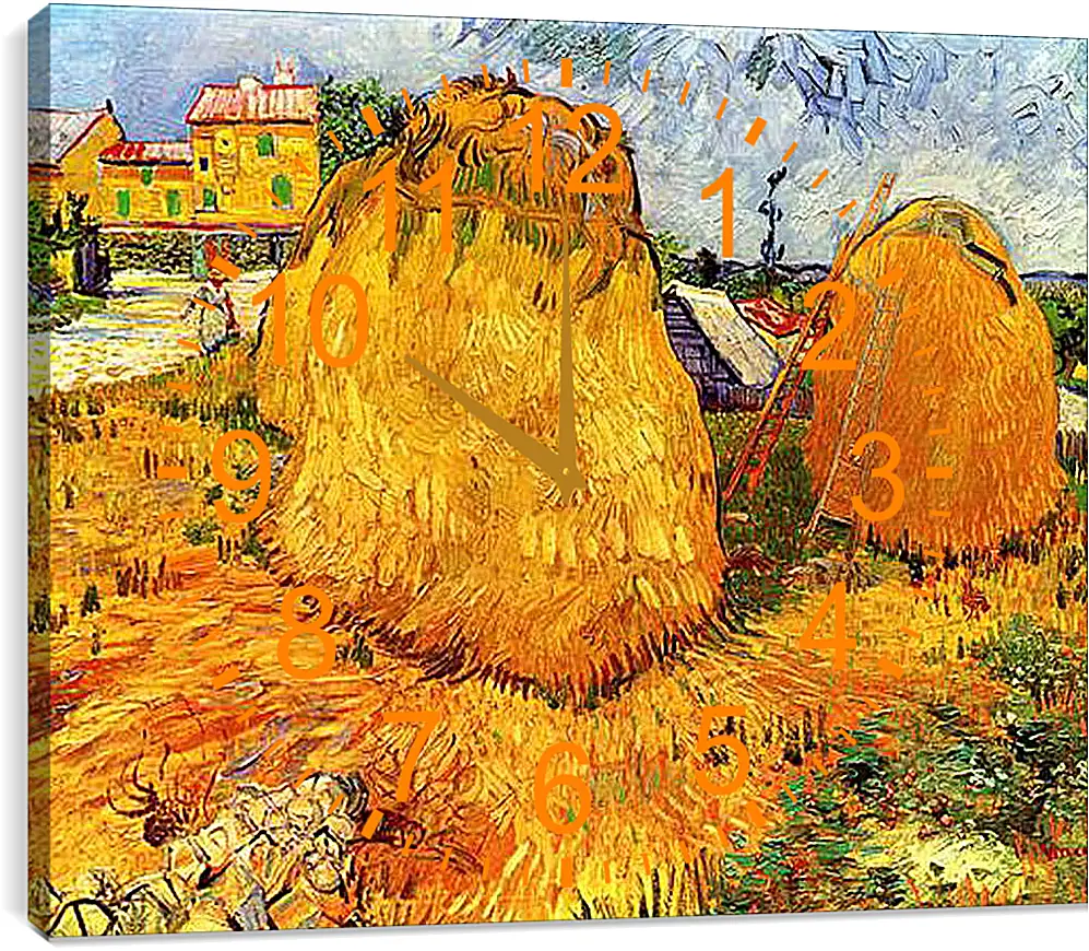 Часы картина - Haystacks in Provence. Винсент Ван Гог