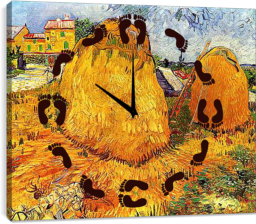 Часы картина - Haystacks in Provence. Винсент Ван Гог