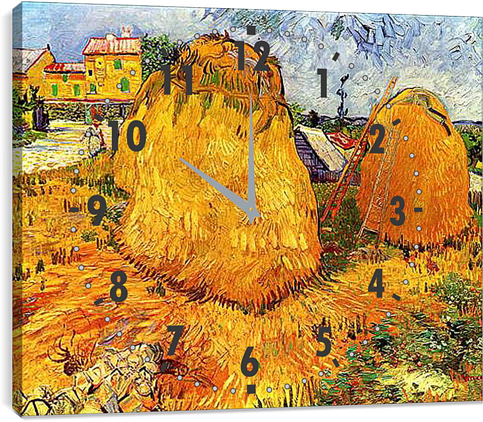 Часы картина - Haystacks in Provence. Винсент Ван Гог