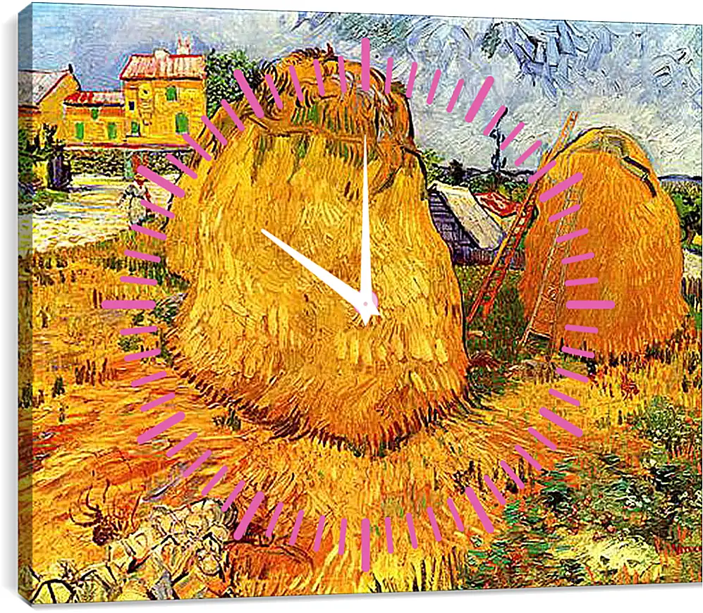 Часы картина - Haystacks in Provence. Винсент Ван Гог