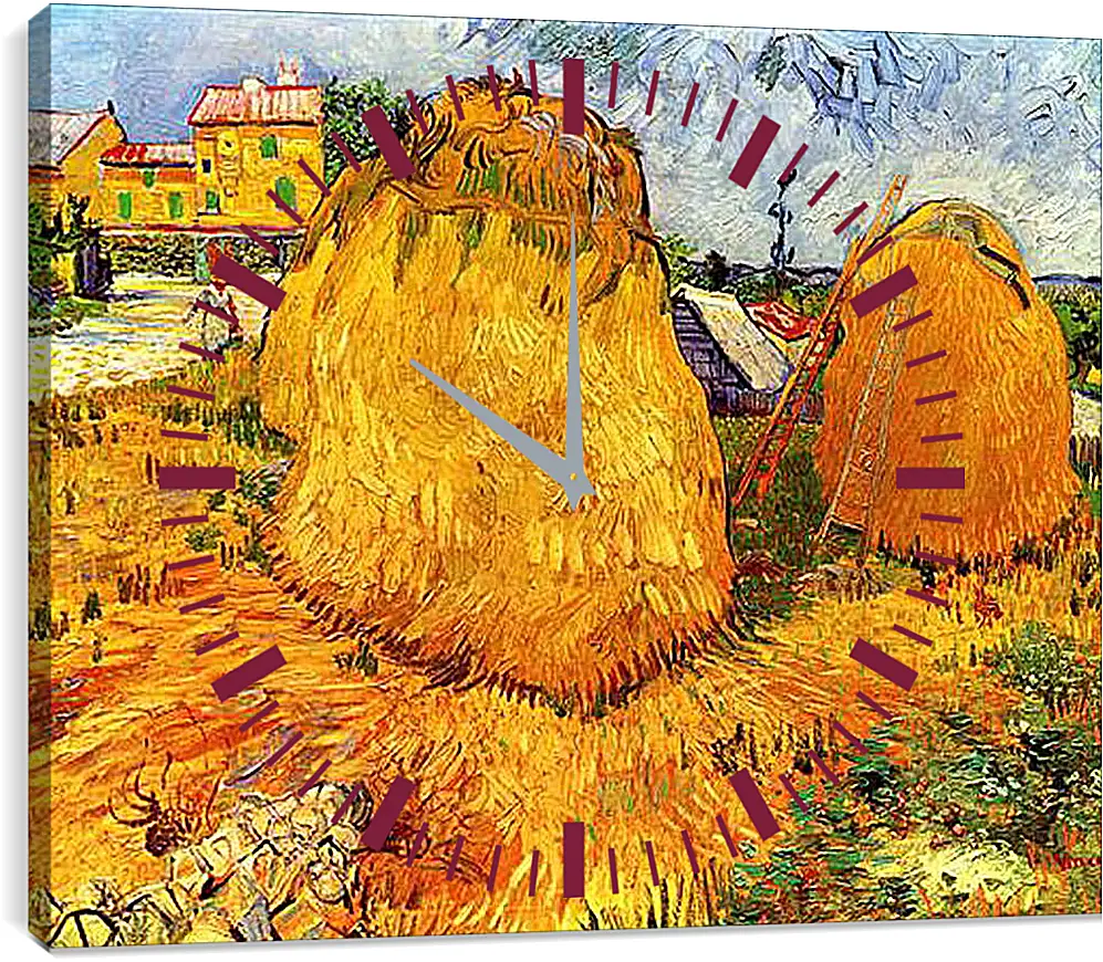 Часы картина - Haystacks in Provence. Винсент Ван Гог