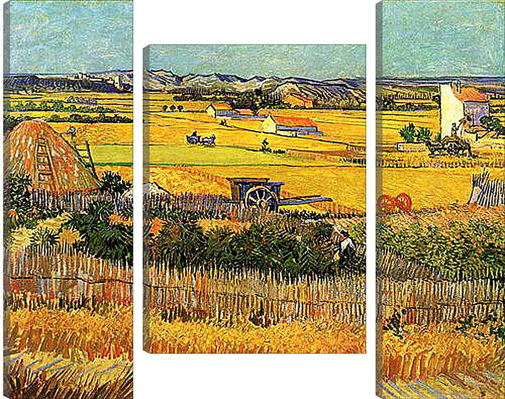 Модульная картина - Harvest at La Crau, with Montmajour in the Background. Винсент Ван Гог