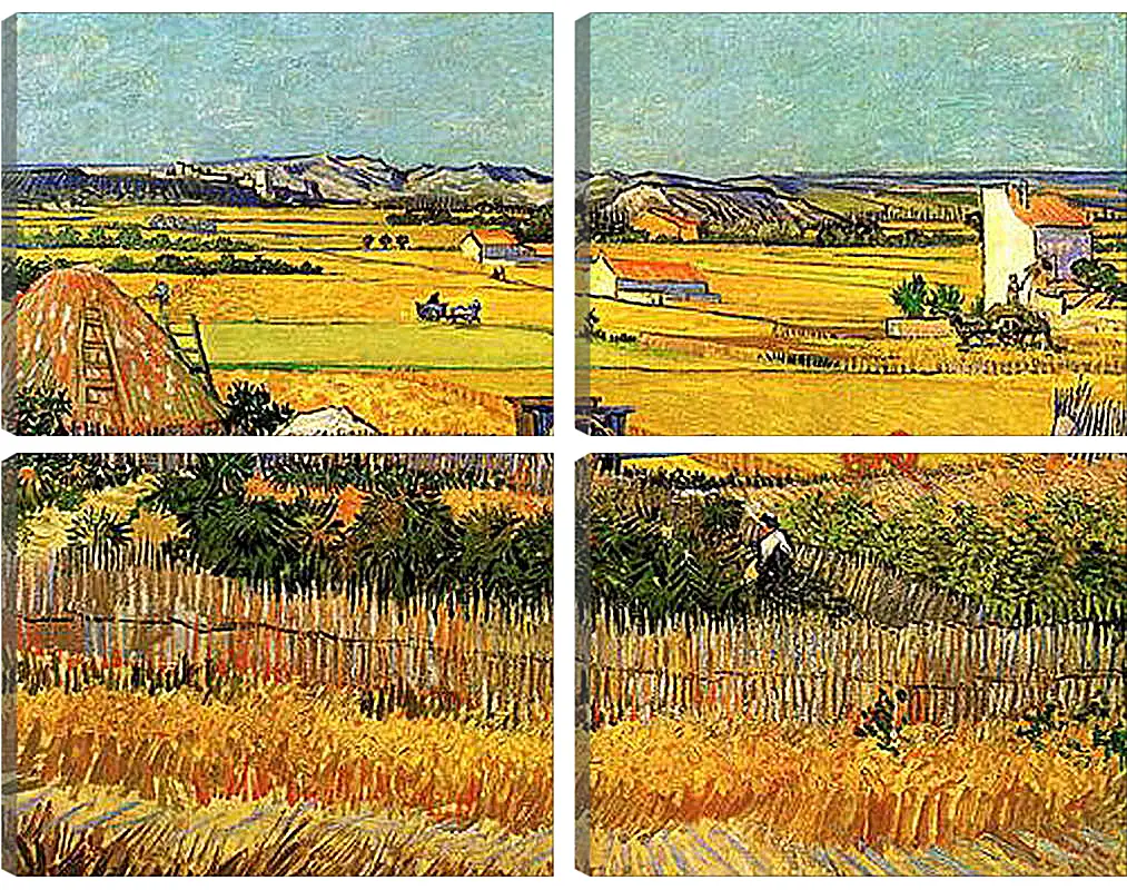 Модульная картина - Harvest at La Crau, with Montmajour in the Background. Винсент Ван Гог