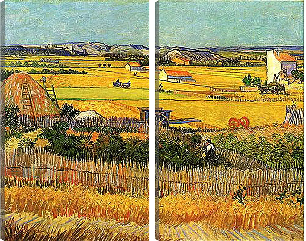 Модульная картина - Harvest at La Crau, with Montmajour in the Background. Винсент Ван Гог