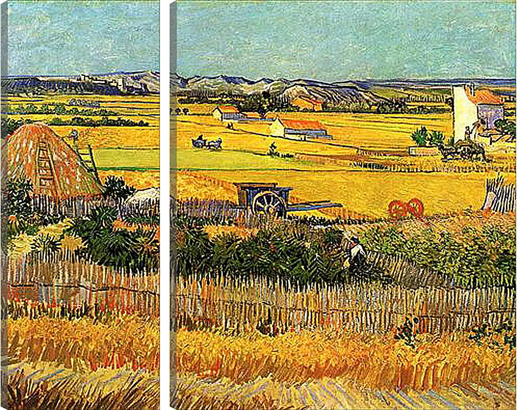 Модульная картина - Harvest at La Crau, with Montmajour in the Background. Винсент Ван Гог