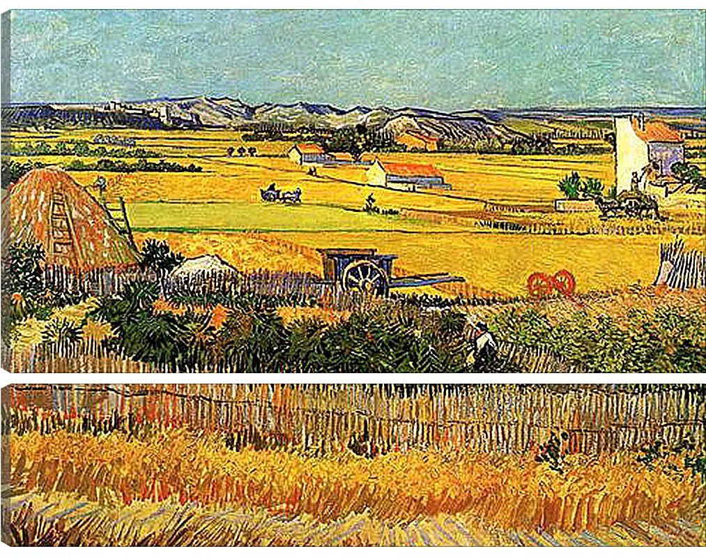 Модульная картина - Harvest at La Crau, with Montmajour in the Background. Винсент Ван Гог