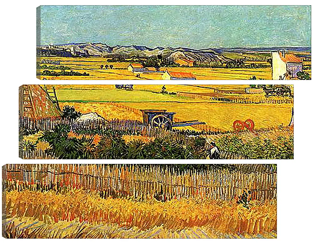 Модульная картина - Harvest at La Crau, with Montmajour in the Background. Винсент Ван Гог