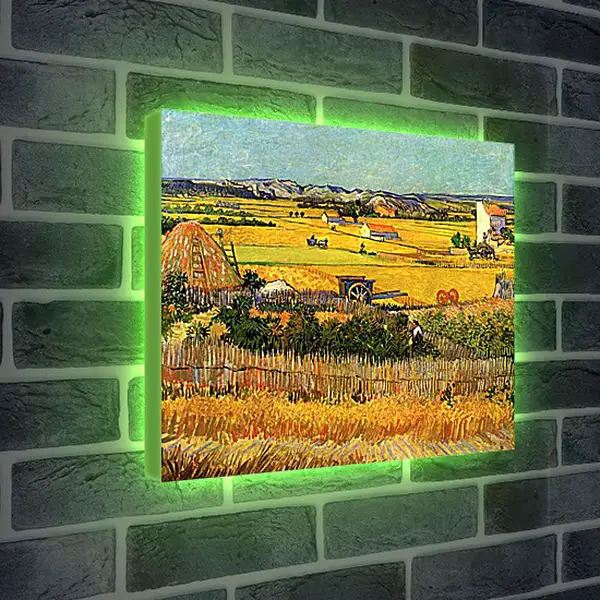 Лайтбокс световая панель - Harvest at La Crau, with Montmajour in the Background. Винсент Ван Гог