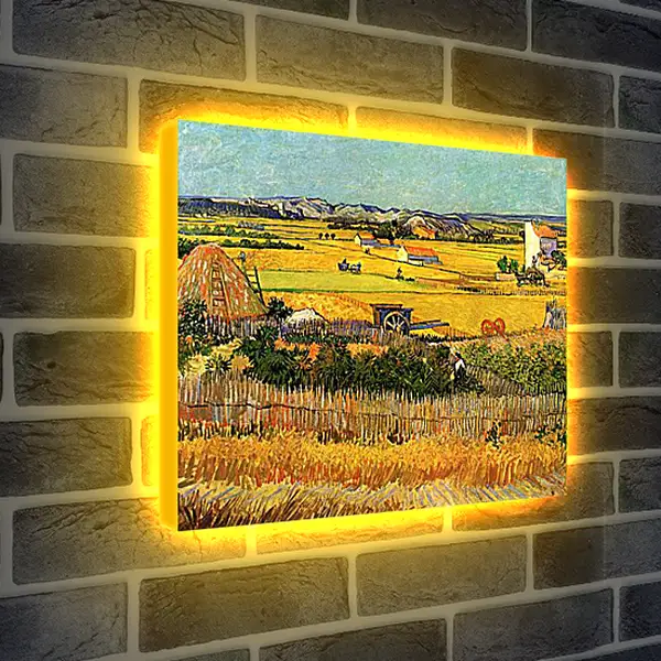 Лайтбокс световая панель - Harvest at La Crau, with Montmajour in the Background. Винсент Ван Гог