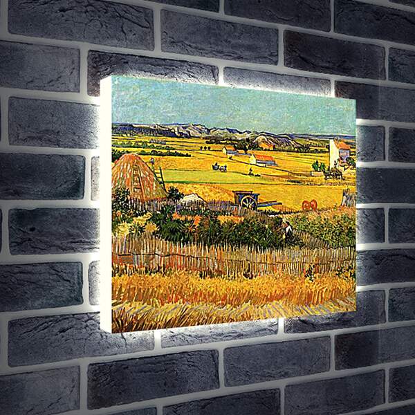 Лайтбокс световая панель - Harvest at La Crau, with Montmajour in the Background. Винсент Ван Гог
