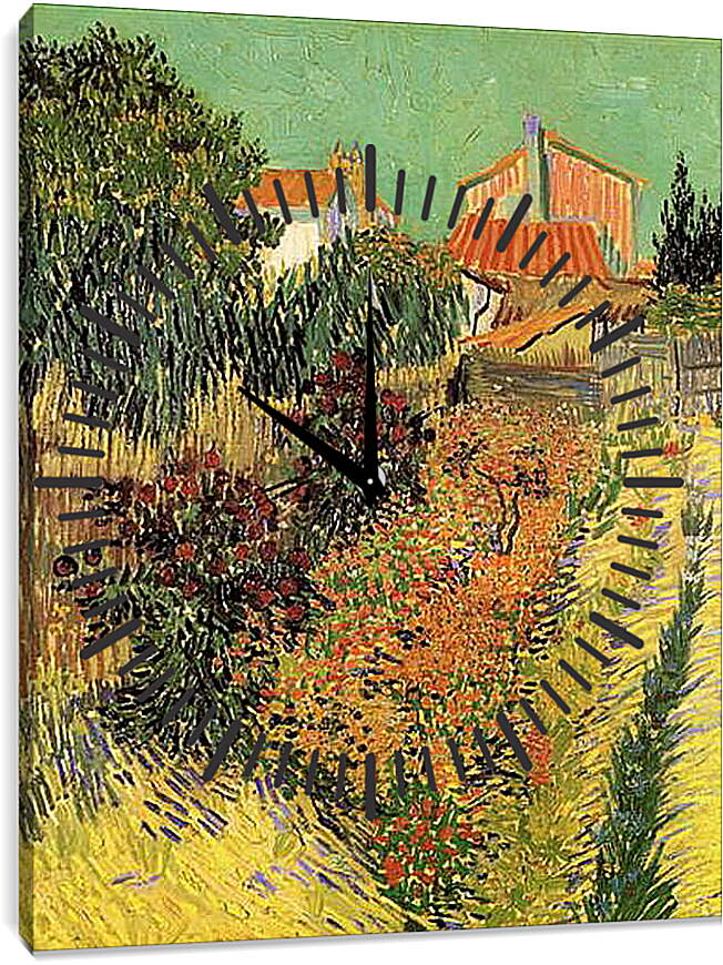Часы картина - Garden Behind a House. Винсент Ван Гог