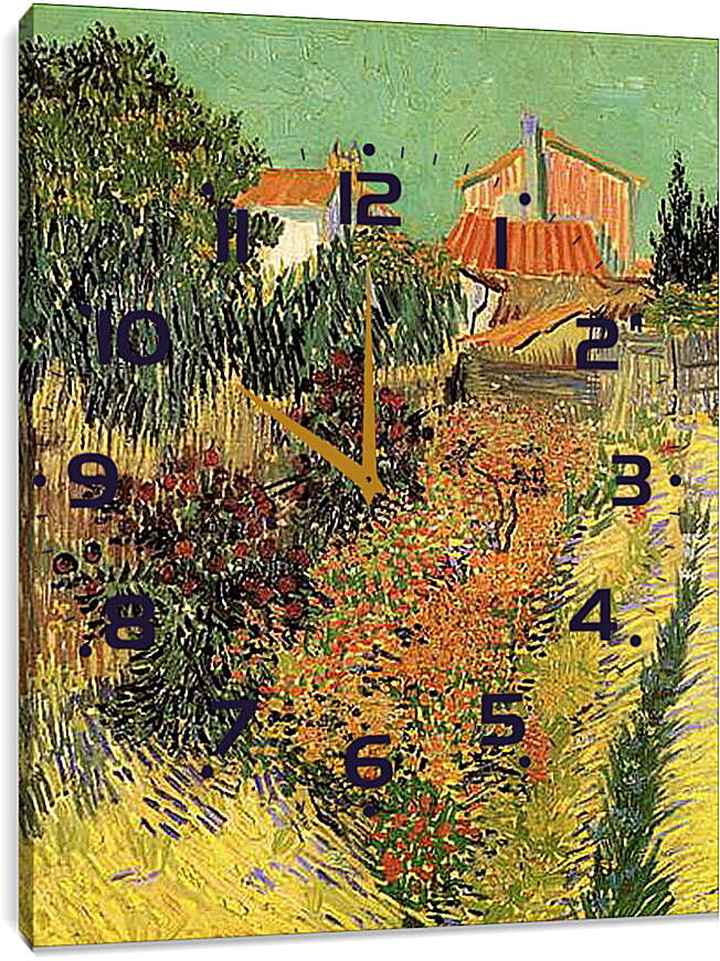 Часы картина - Garden Behind a House. Винсент Ван Гог