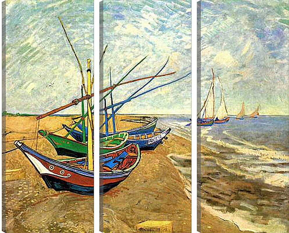 Модульная картина - Fishing Boats on the Beach at Saintes-Maries. Винсент Ван Гог