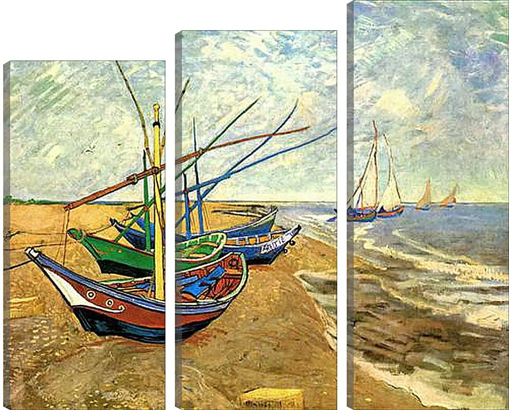 Модульная картина - Fishing Boats on the Beach at Saintes-Maries. Винсент Ван Гог