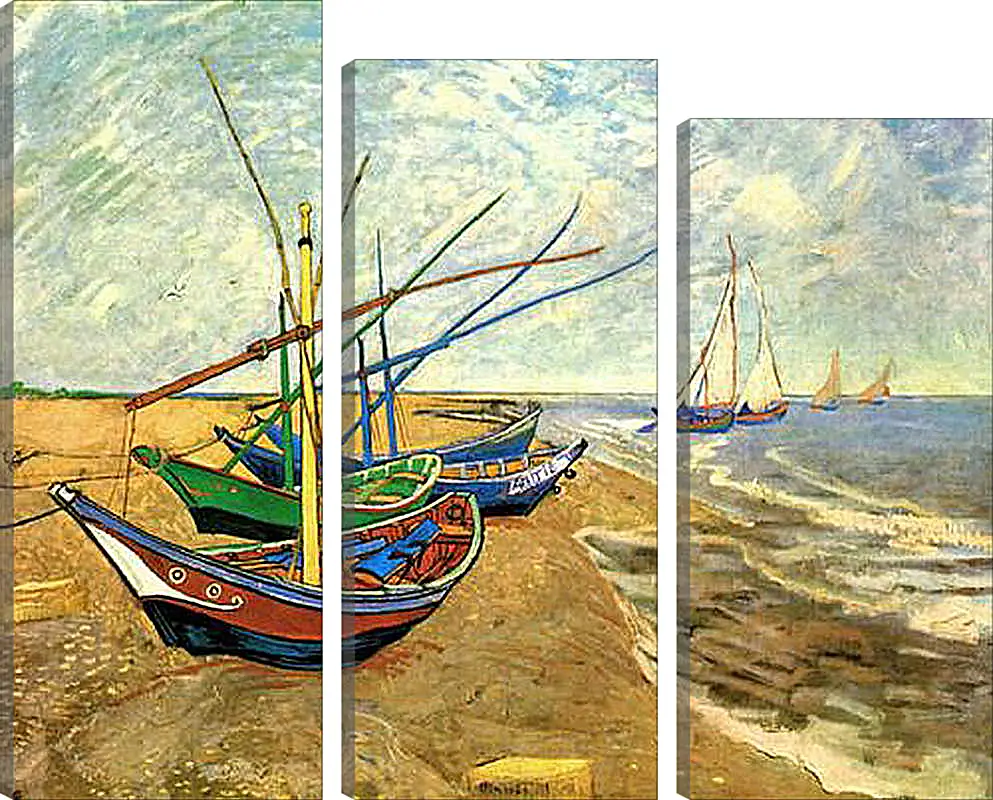 Модульная картина - Fishing Boats on the Beach at Saintes-Maries. Винсент Ван Гог