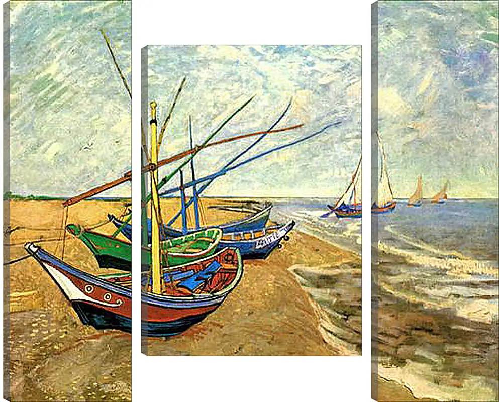 Модульная картина - Fishing Boats on the Beach at Saintes-Maries. Винсент Ван Гог