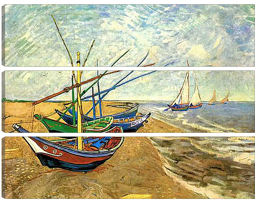 Модульная картина - Fishing Boats on the Beach at Saintes-Maries. Винсент Ван Гог