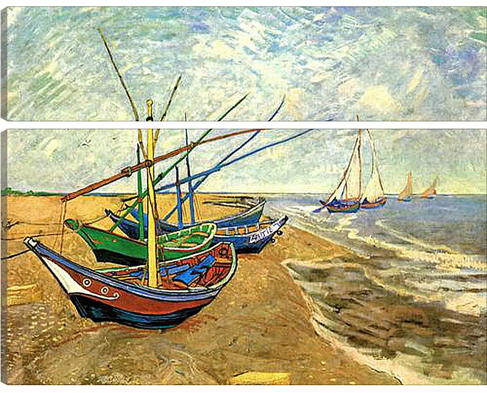 Модульная картина - Fishing Boats on the Beach at Saintes-Maries. Винсент Ван Гог