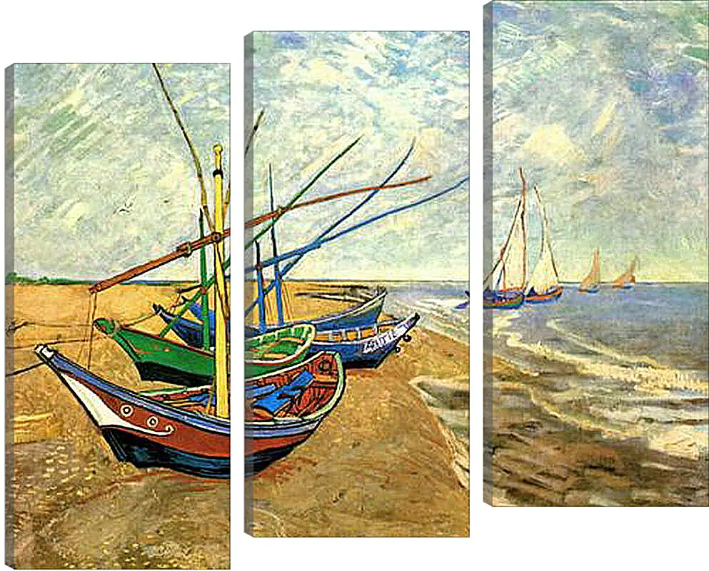 Модульная картина - Fishing Boats on the Beach at Saintes-Maries. Винсент Ван Гог