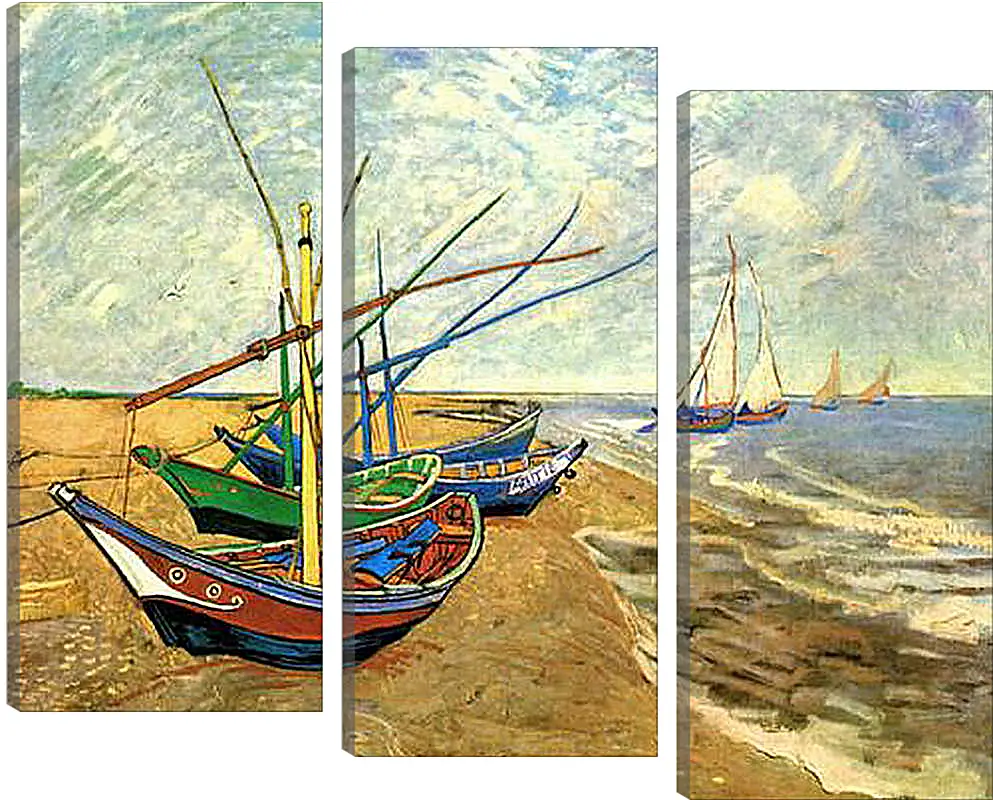 Модульная картина - Fishing Boats on the Beach at Saintes-Maries. Винсент Ван Гог