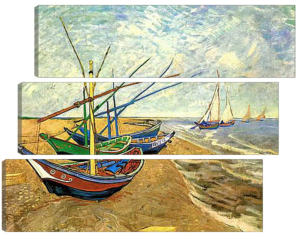 Модульная картина - Fishing Boats on the Beach at Saintes-Maries. Винсент Ван Гог