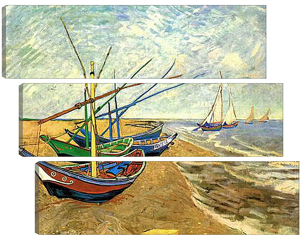 Модульная картина - Fishing Boats on the Beach at Saintes-Maries. Винсент Ван Гог