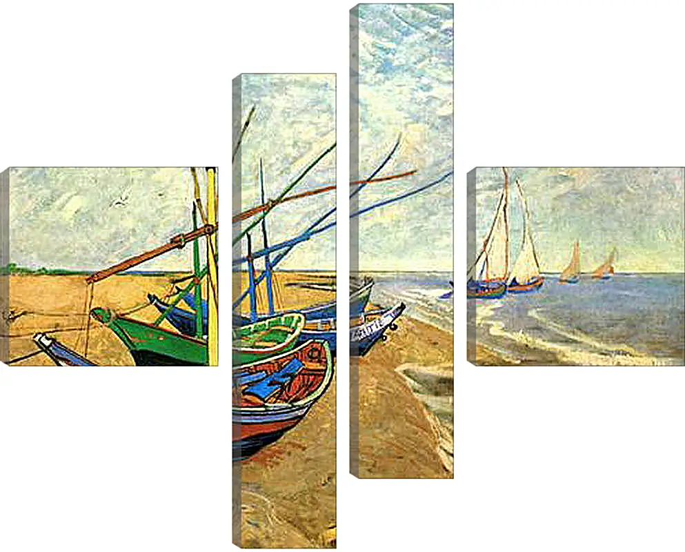 Модульная картина - Fishing Boats on the Beach at Saintes-Maries. Винсент Ван Гог