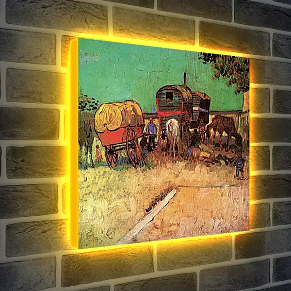 Лайтбокс световая панель - Encampment of Gypsies with Caravans. Винсент Ван Гог