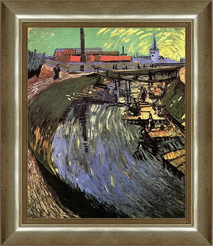 Картина в раме - Canal with Women Washing. Винсент Ван Гог