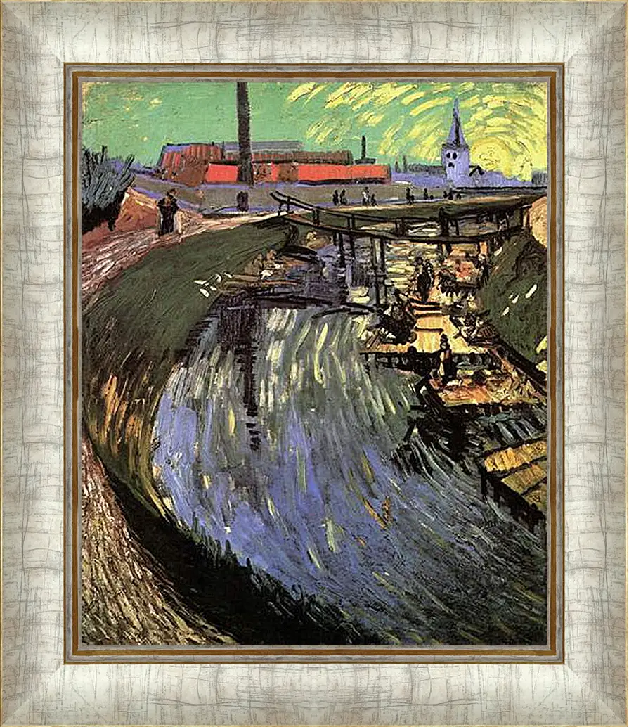 Картина в раме - Canal with Women Washing. Винсент Ван Гог