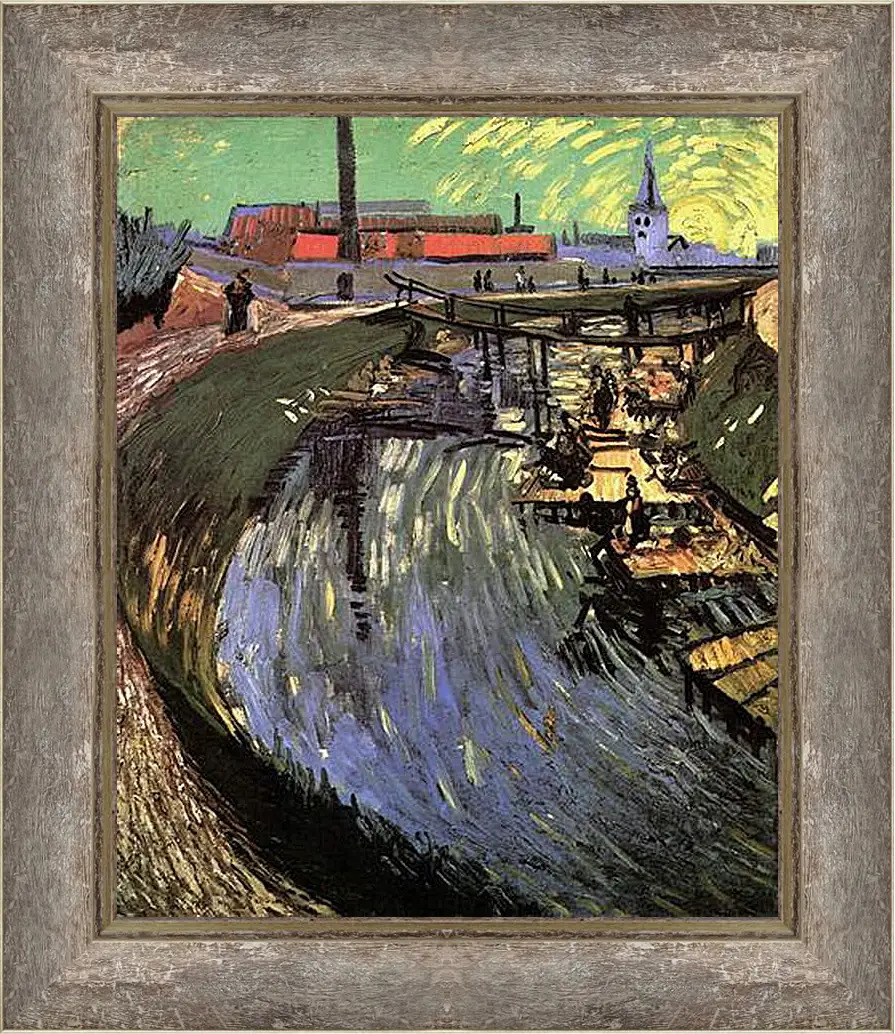 Картина в раме - Canal with Women Washing. Винсент Ван Гог