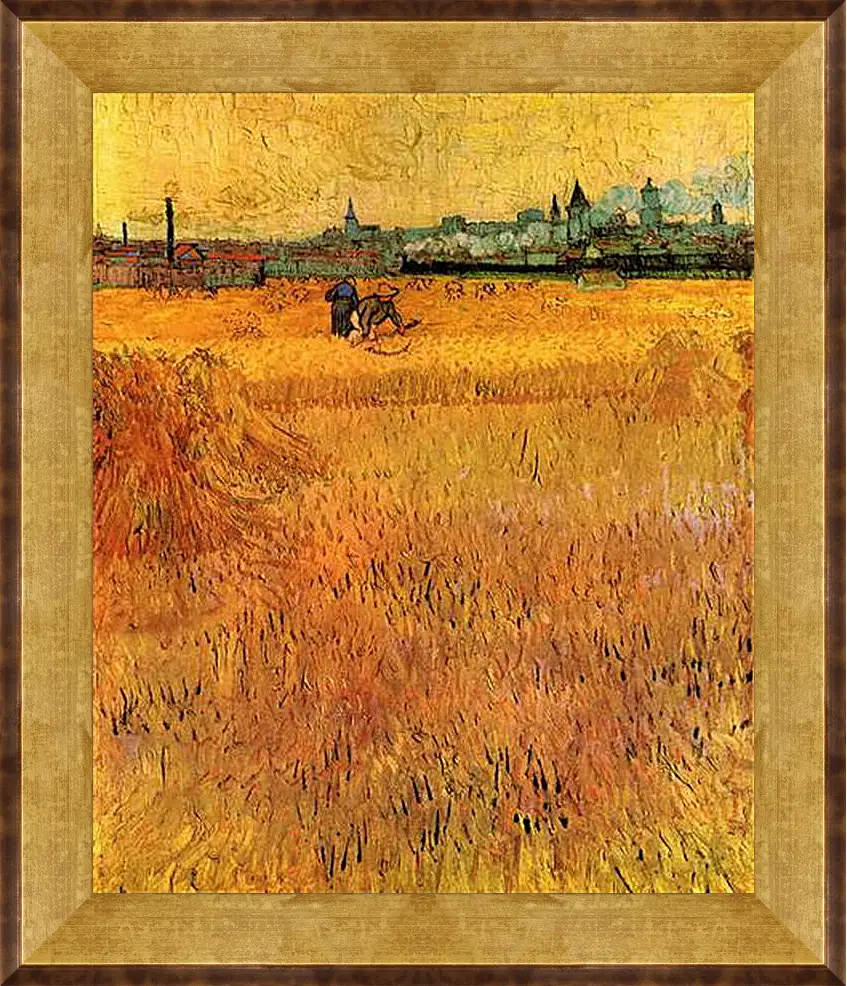 Картина в раме - Arles View from the Wheat Fields. Винсент Ван Гог