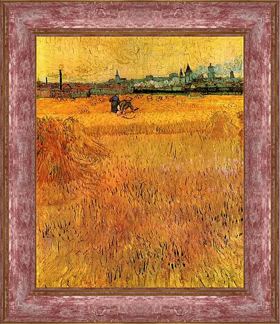 Картина в раме - Arles View from the Wheat Fields. Винсент Ван Гог