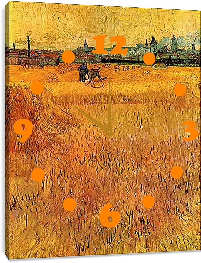 Часы картина - Arles View from the Wheat Fields. Винсент Ван Гог