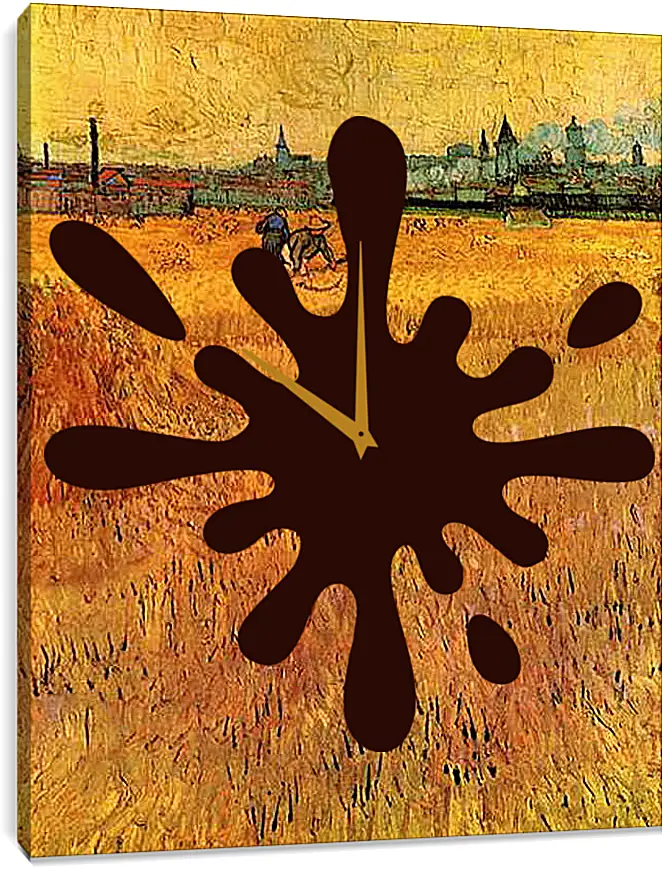 Часы картина - Arles View from the Wheat Fields. Винсент Ван Гог