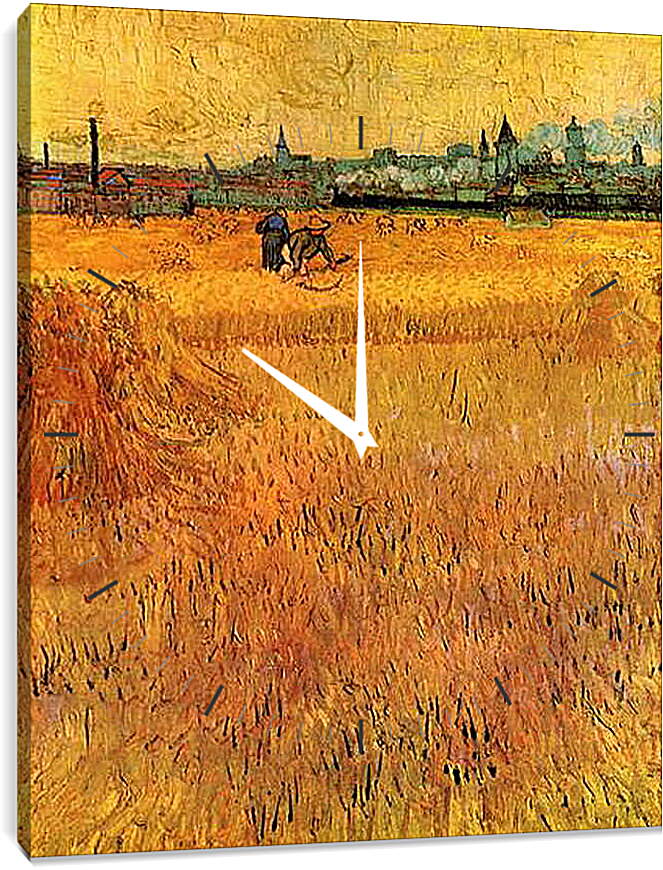 Часы картина - Arles View from the Wheat Fields. Винсент Ван Гог