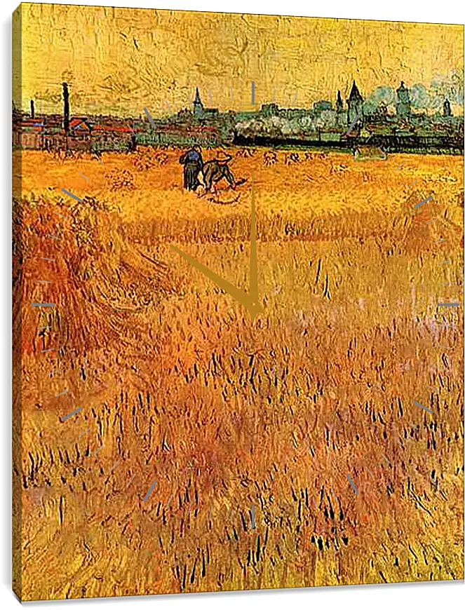 Часы картина - Arles View from the Wheat Fields. Винсент Ван Гог