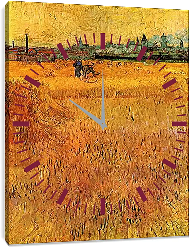 Часы картина - Arles View from the Wheat Fields. Винсент Ван Гог