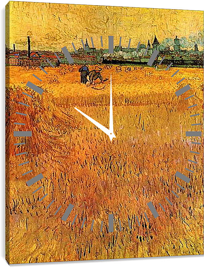 Часы картина - Arles View from the Wheat Fields. Винсент Ван Гог
