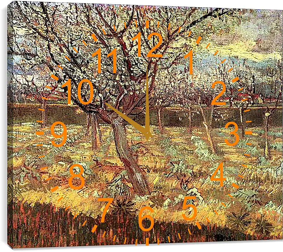 Часы картина - Apricot Trees in Blossom 2. Винсент Ван Гог