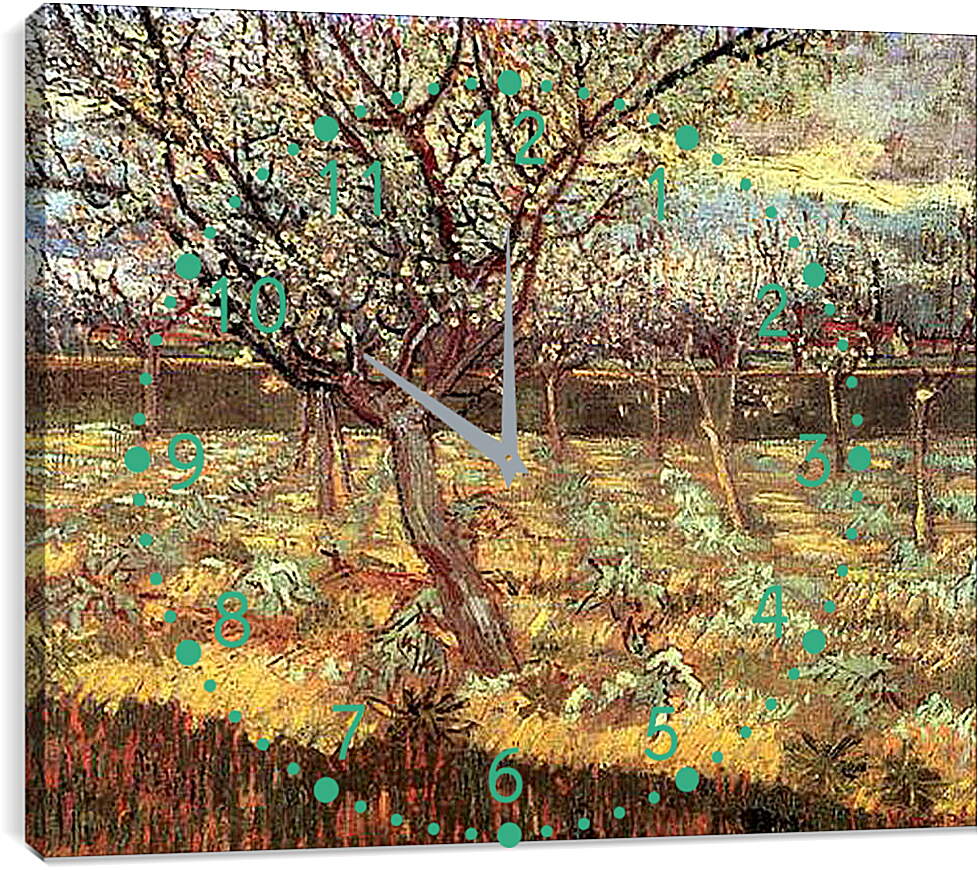 Часы картина - Apricot Trees in Blossom 2. Винсент Ван Гог